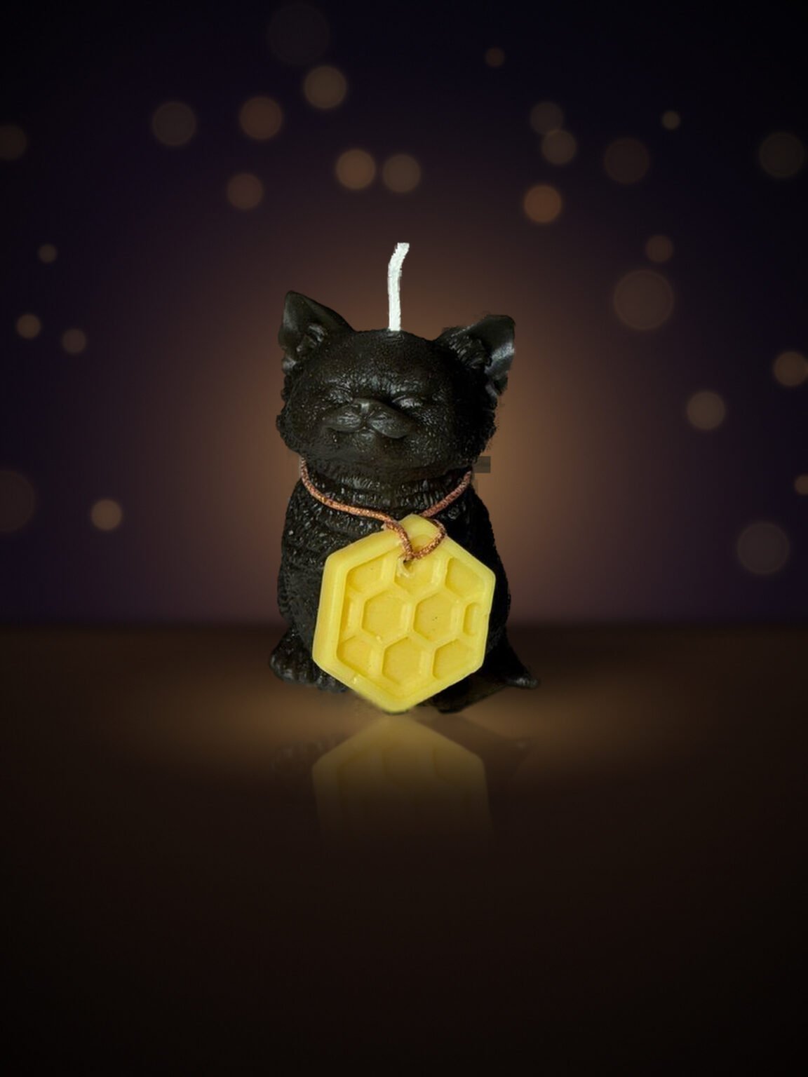 Maine beeswax RBF cat candle — matte black