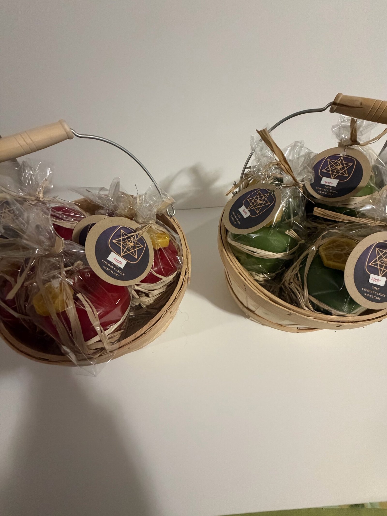 Basket of Maine beeswax apple candles · apple pack