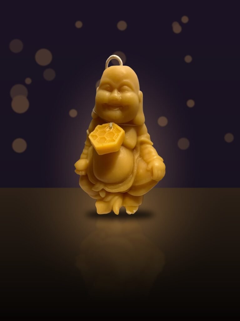 Laughing Buddha beeswax candle, 100% Maine beeswax, Conway Candle Sanctuary