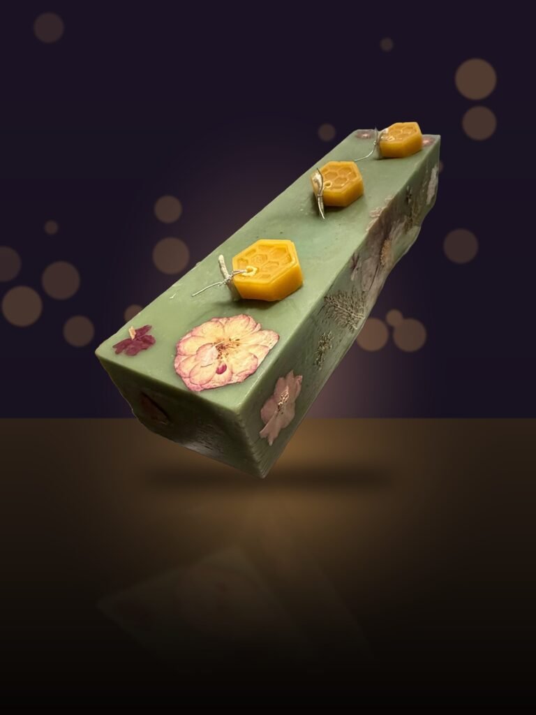 Maine Beeswax Dried Flower Block Candle