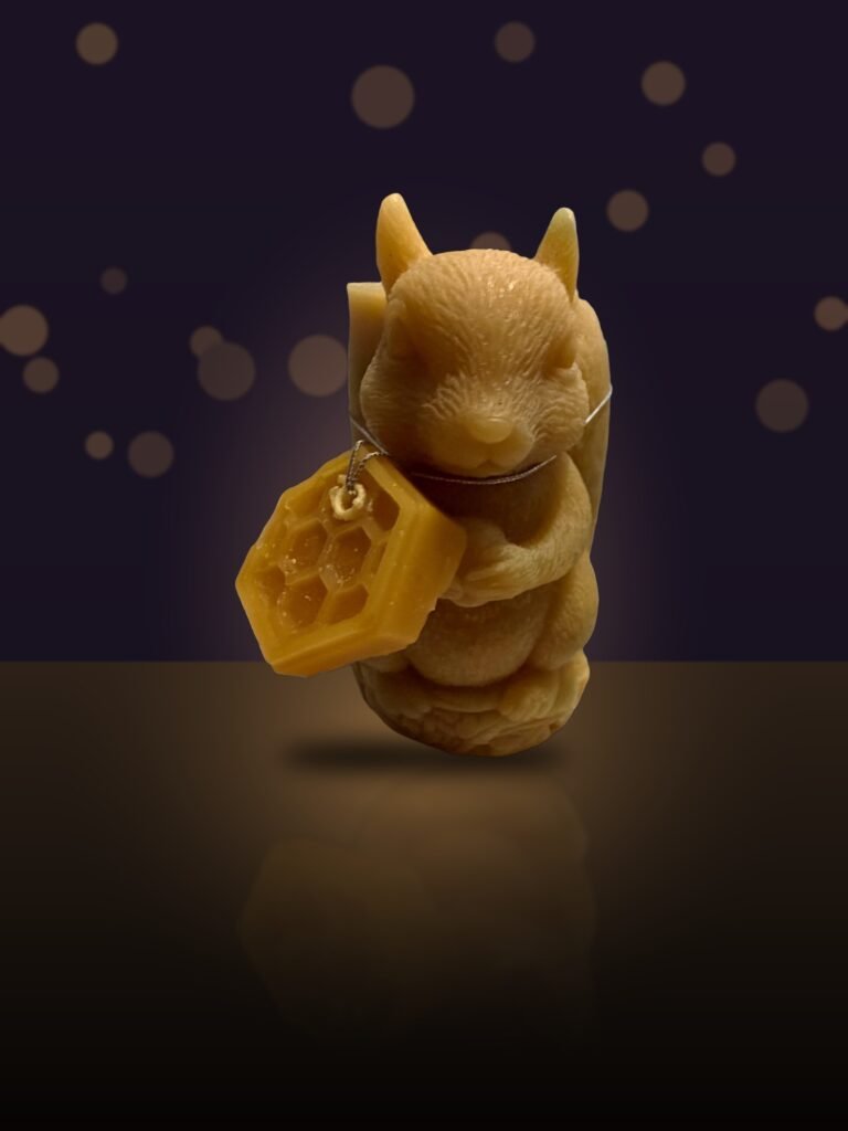 Maine Beeswax Squirrel with Nut Candle
