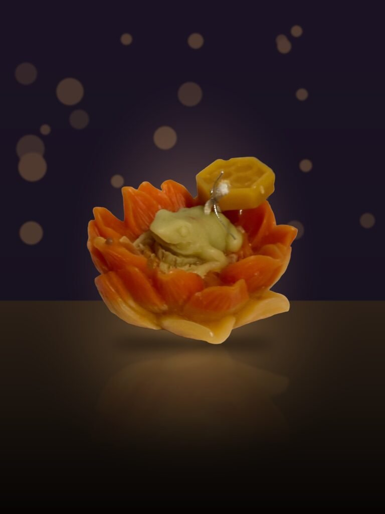 Maine Beeswax Frog on a Lily Candle
