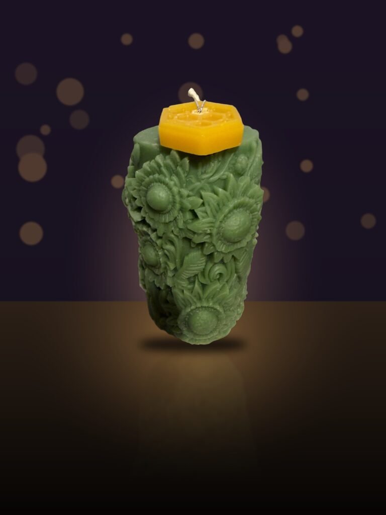 Maine Beeswax Sunflower Pillar Candle